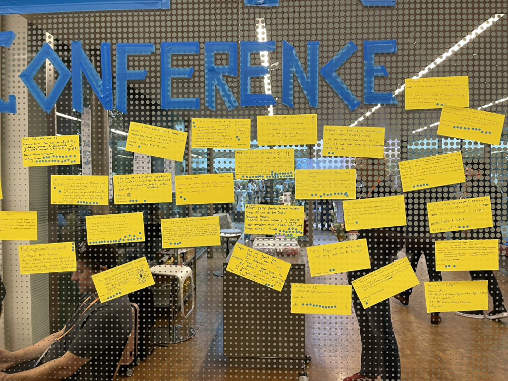 Wall with pitched ideas for un-conference sessions.