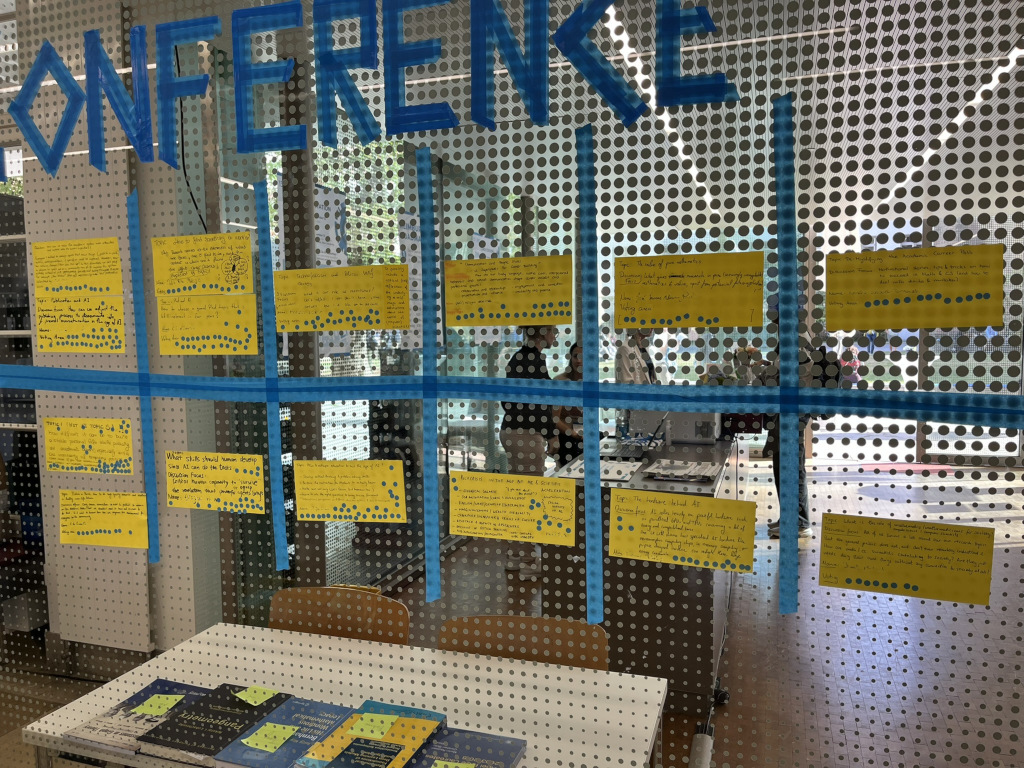 Wall with selected ideas for un-conference sessions.